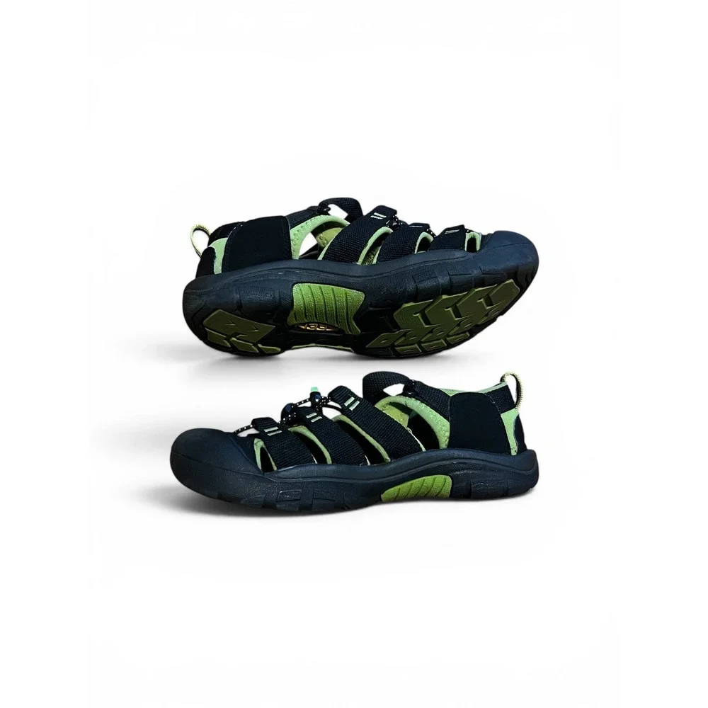 Keen Newport H2 Kids Sandals Black Lime Green Waterproof Hiking Shoes 4 US Youth